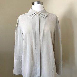 Loris Azzaro Paris Blouse Beige Collared Shirt